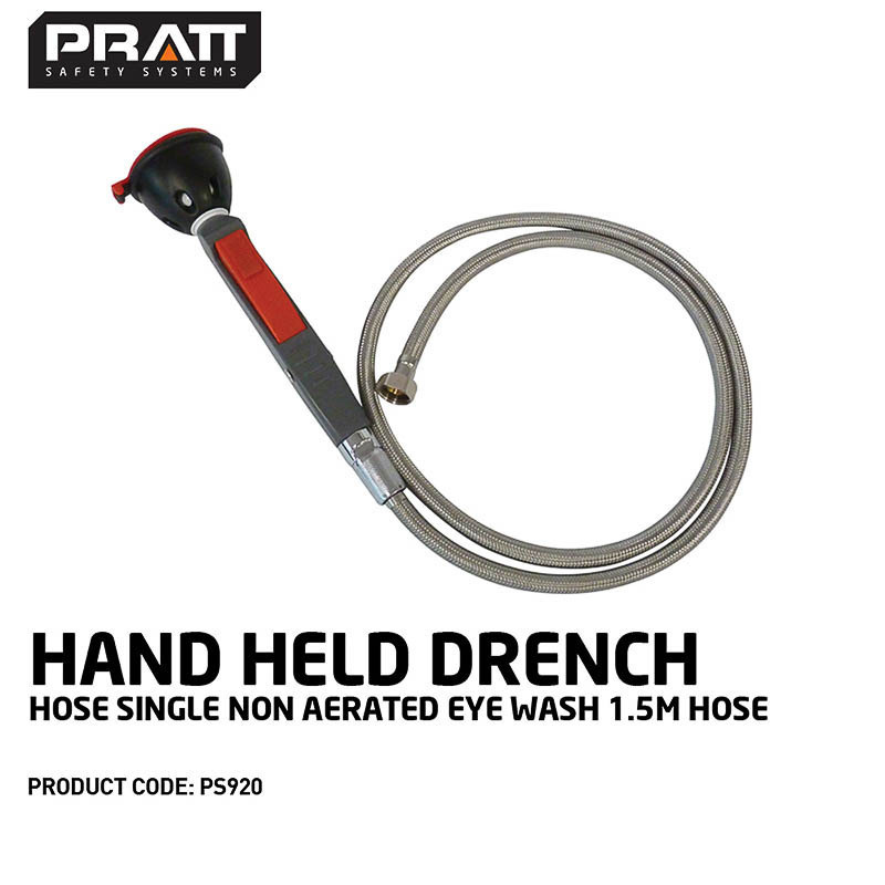 Hand Held Drench Hose Single Non Aerated Eye Wash 1.5M Hose - SafetyHQ