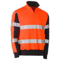 Bisley Taped Two Tone Hi Vis Contrast Stretchy 1/4 Zip Pullover