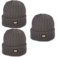 3x CATERPILLAR RIB WATCH CAP - GRAPHITE BEANIE HAT - ONE SIZE