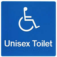 Unisex disabled toilet braille sign blue / white