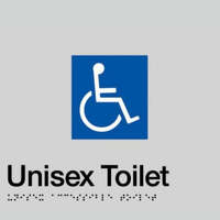 Unisex disabled toilet braille sign silver / black