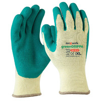 Green Grippa Knitted Poly Cotton Glove with Green Latex palm