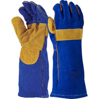 Blue & Gold Welders Gauntlet Reinforced & Cross-Stitched