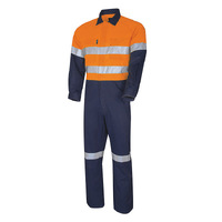 TRU Workwear Lightweight Hi-Vis Cotton Coverall with 3M Tape Orange/Navy