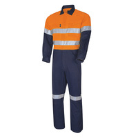 TRU Workwear Heavyweight Hi-Vis Cotton Coverall with 3M Tape Orange/Navy