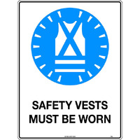 Safety Vests Must Be Worn Mining Safety Sign 300x225mm Poly