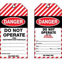 Danger Do Not Operate As TDT100TP Tear Proof Tags 100x Pack