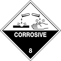 Corrosive 8 Hazchem Sign 270x270mm Self Adhesive