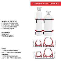 Galvanised Oxy Acetylene 1x Medium (160-230mm) 1x Large (245-375mm) Bottlechock Kit