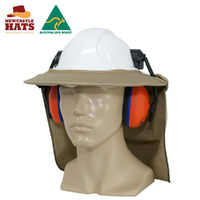 Earmuff Hard Hat Brim with Flap Khaki