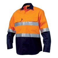 KingGee Mens Reflective Spliced Drill Shirt Long Sleeve