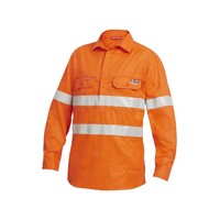 Hard Yakka Shieldtec Fr Full Hi-Visibility Closed Front Long Sleeve Shirt With Fr Tape