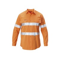 Hard Yakka Koolgear Hi-Visibility Cotton Twill Ventilated Shirt With Tape Long Sleeve